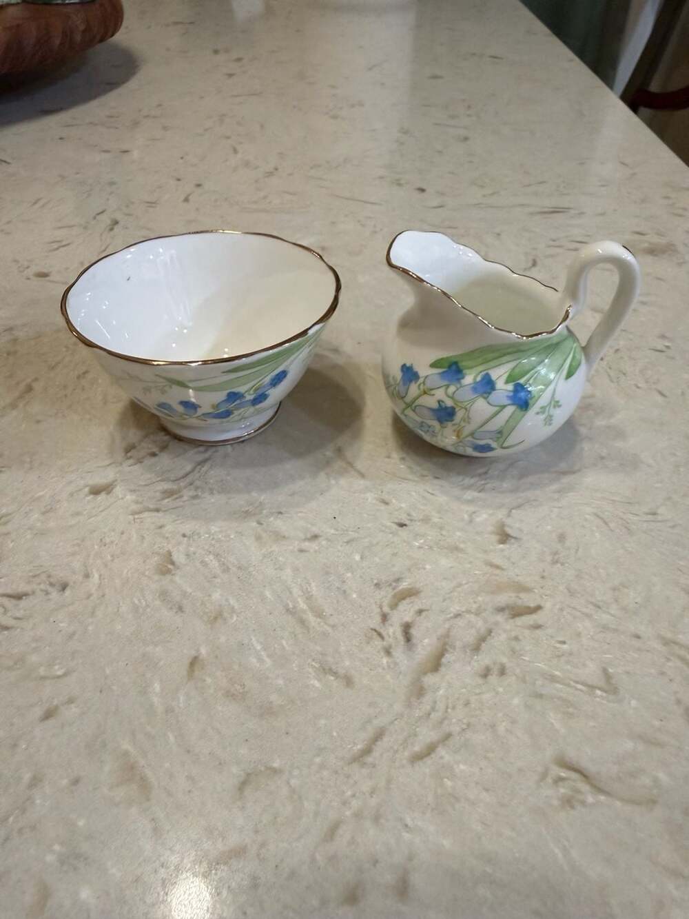 Vintage Chelsea England Harebell Pattern Creamer and Sugar Bowl Set